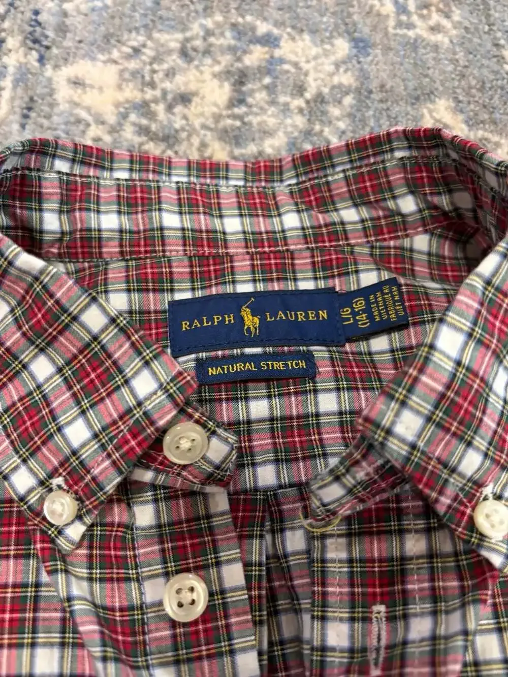 Ralph Lauren Plaid Button Down Shirt boys Size L (14-16)
